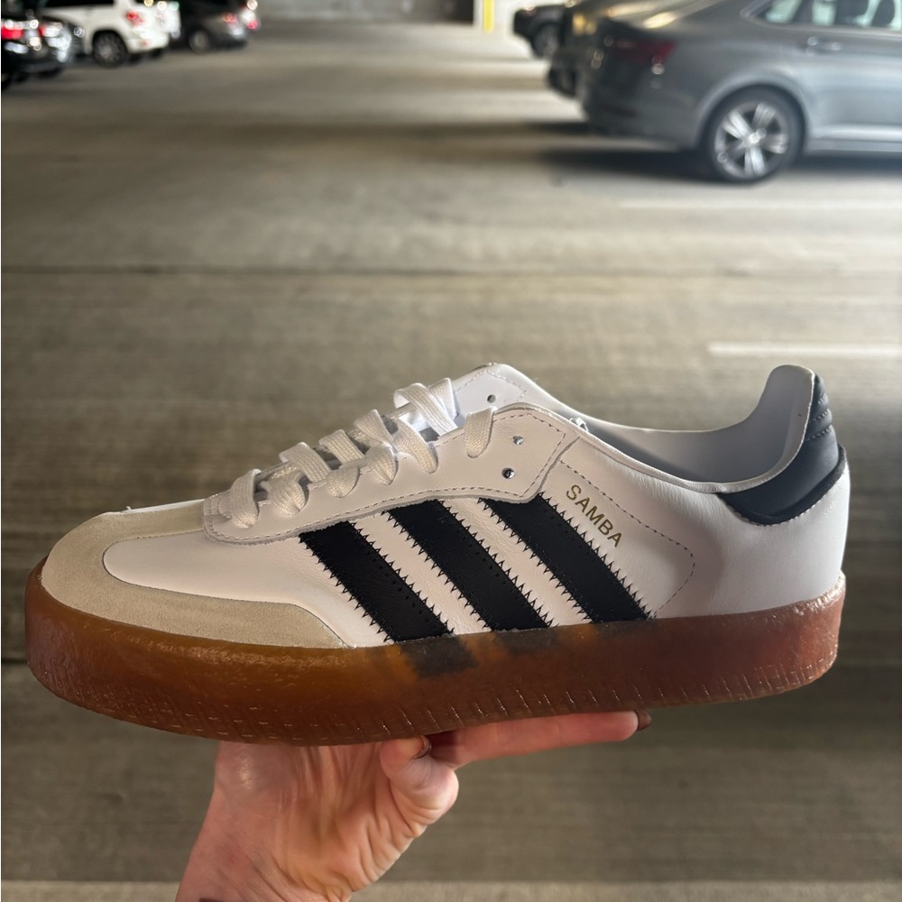 Adidas Samba White and Black with Gum Sole
